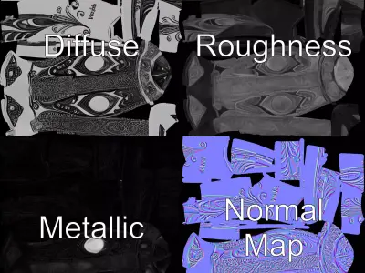 Ornate Silver Dagger model pack Low-poly 3D model