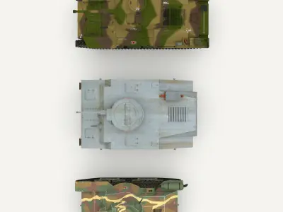 Japanes tanks collection Low-poly 3D model