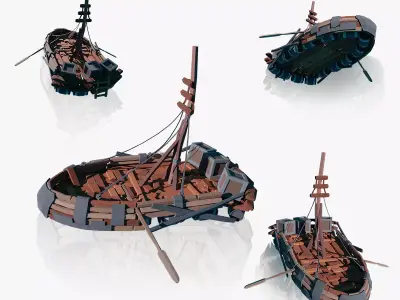 Stylized Ship-2 Low-poly 3D model