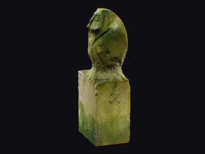 Stone Old Mythical Owl Statue Art Animal Sculpture Georgian 3D model