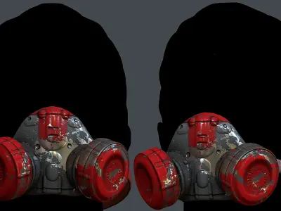 Gas mask helmet 3d model scifi Low-poly  Low-poly 3D model 70