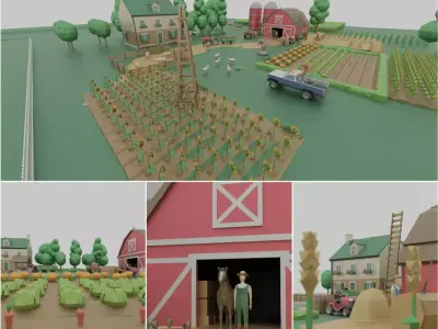Farm House Low-poly 3D model buy