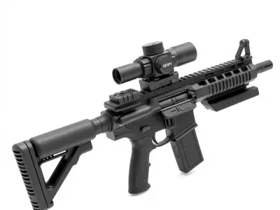 Tactical Black Rifle model pack Low-poly 3D model purchase