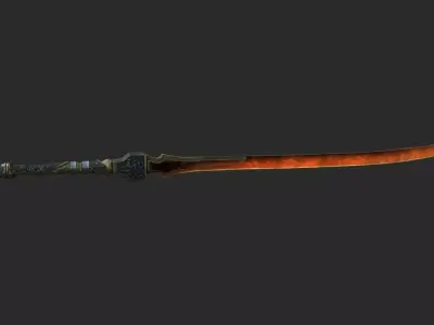 Science fiction style fire element long knife 3D model