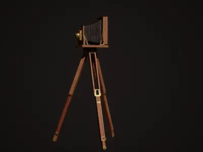 Vintage plate camera Low-poly 3D model