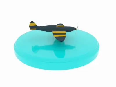 Airplane cartoon - 01 Low-poly 3D model
