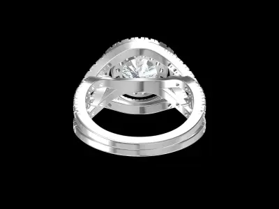 Solitaire Engagement Art Deco Ring 3D print model 47