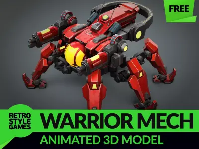 Stylized Sci Fi Mech Robot Asset Free low-poly 3D model