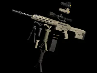 Semi-Automatic Sniper Package Low-poly 3D model