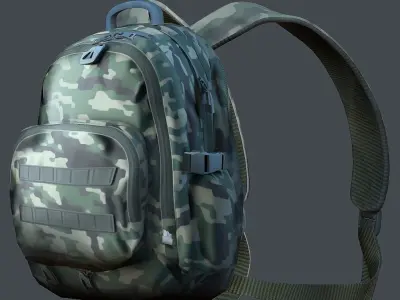 Backpack military combat Black baggage bag luggage Low-poly 3D model purchase