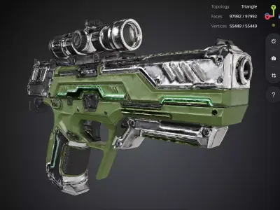 Green Pistol 3D model shop