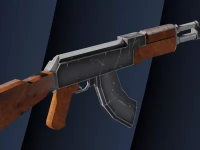 AK47 AK-47 LowPoly FPS Gun Weapon Low-Poly 3D Mode Stylized Free low-poly 3D model