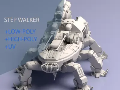 Step Walker Low-poly High-poly UV Low-poly 3D model