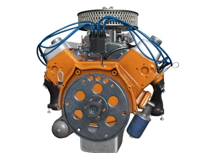 Pontiac V8 Engine Animated Model Midpoly 3D model