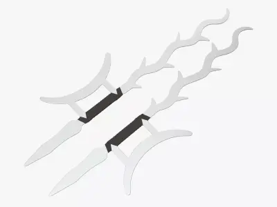 Twin hooks tree swords 3D model