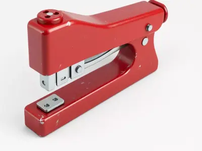 Vintage Red Office Stapler Low-poly 3D model