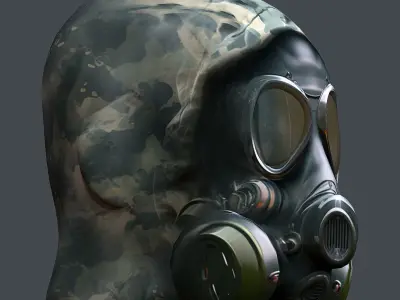 Gas mask helmet 3d model military combat Low-poly Low-poly 3D model 13