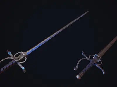 Renaissance sword Low-poly 3D model