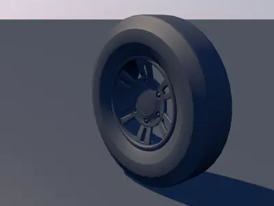 6 Lug Rims with Low Poly Treadless Tire 3D model