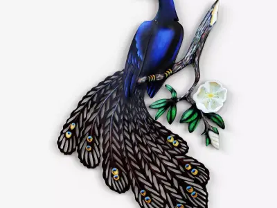 Peacock on branch 3D model