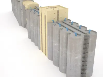 Grain silos - 03 3D model