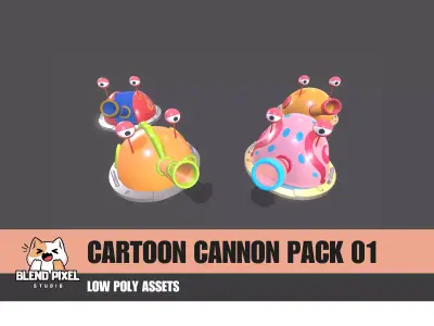 Cartoon Cannon Pack 01 Free low-poly 3D model