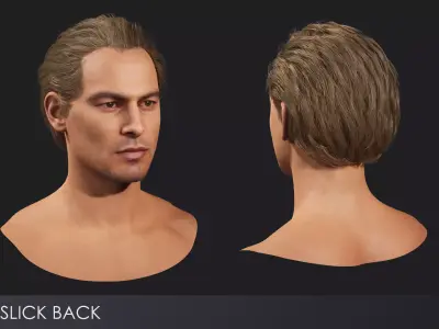 Realistic male hairstyles - pack 5 Low-poly 3D model