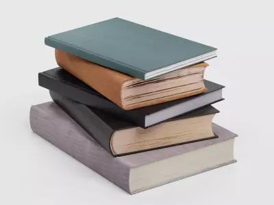 Pile of 5 Blank Books - Realistic Hardcover Publications Set 3D model