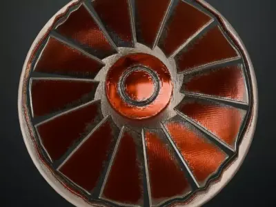 Industrial Turbine Fan Metal PBR Seamless Texture