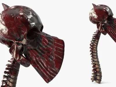 Ritual Skull Spine Axe 3D model