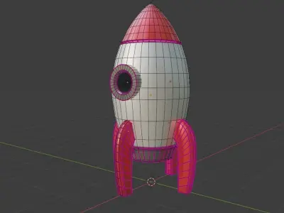 Cartoon Rocket Low-poly 3D model purchase
