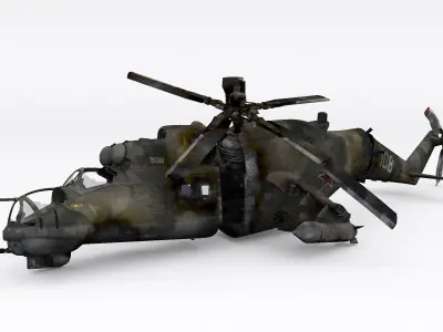 Aircraft Crashed Mi-24 Low-poly 3D model