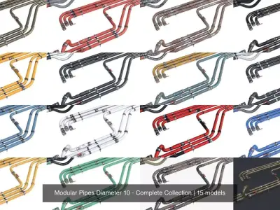 Modular Pipes Diameter 10 - Complete Collection 3D Model Pack