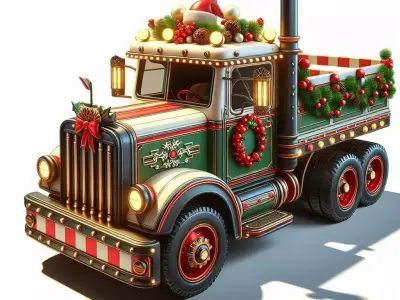 3D Winter Christmas Delivery Truck Scene 3D print model