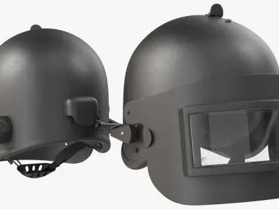 Ballistic Protective Helmet With Visor Black 3D model