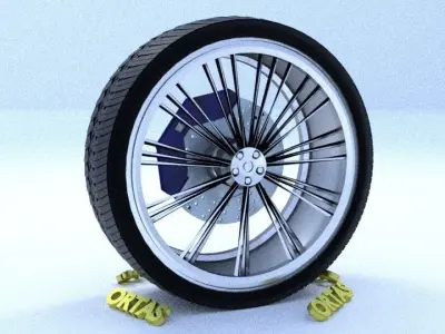 ORTAS CAR RIM 3 GAME READY RIM TIRE AND DISC 3D model
