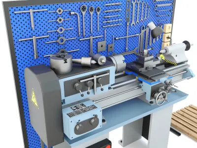 Lathe machine workbench workshop Industrial garage tools 3D model purchase
