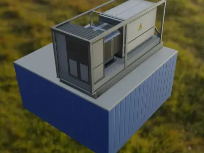 Power Storage Container with Control Module 1 Blue Low-poly 3D model