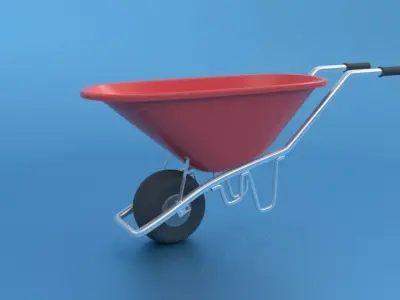 Low Poly Wheel Borrow Low-poly 3D model
