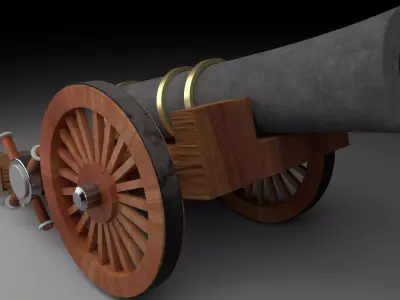 Cannon wooden Low-poly 3D model purchase
