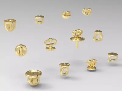 Set of earring back 3D print model