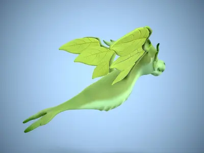 cartoon leaf dragon Low-poly 3D model