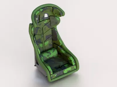 Racing Sport Seat V01  Green Camo Low-poly 3D model