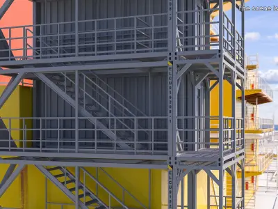 Industrial Two-Level Access Platform Gray 3D model