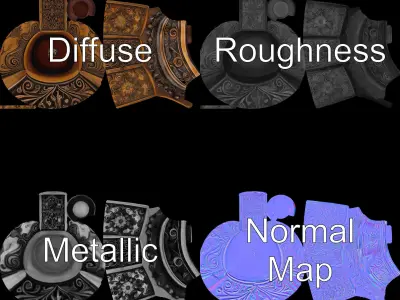 Antique Decorative Bottle Model Pack Low-poly 3D model