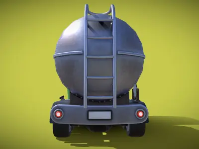 Stylized Gasoline Truck Low-poly 3D model