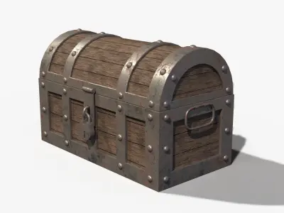 Wooden Chest Low-poly 3D model