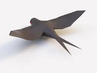 Bird low poly 3d model flying Free low-poly 3D model