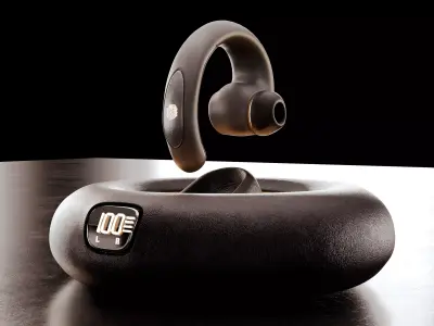 Manufacturable Earbuds with Smart Charging Dock  3D model