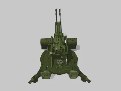 ZPU gun Low-poly 3D model